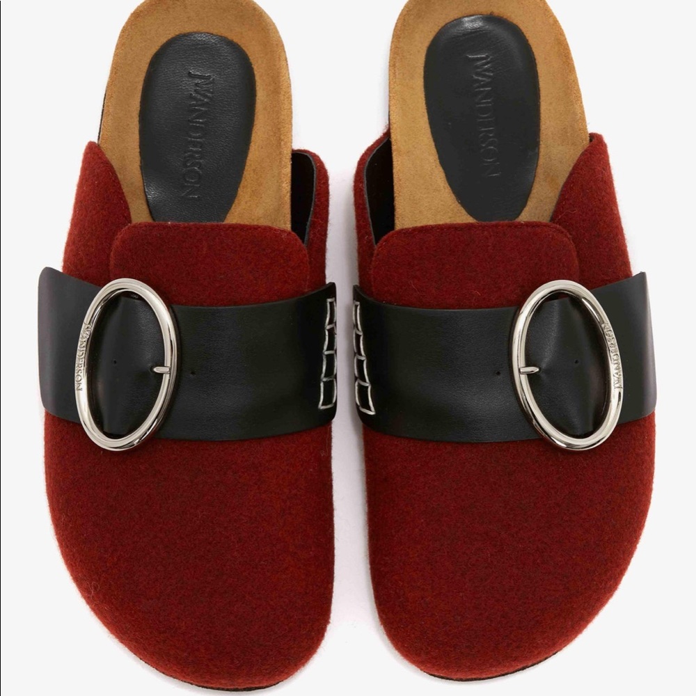 JW Anderson Felt Buckle Slip on Loafer Mules37
